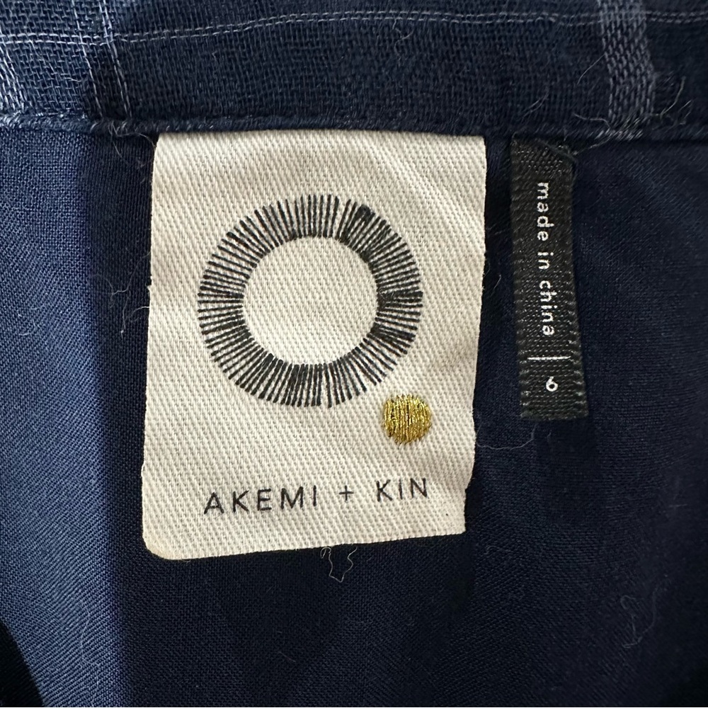 Anthropologie Plaid Kerchief Dress by Akemi + Kin Navy Size 6 - Picture 9 of 9